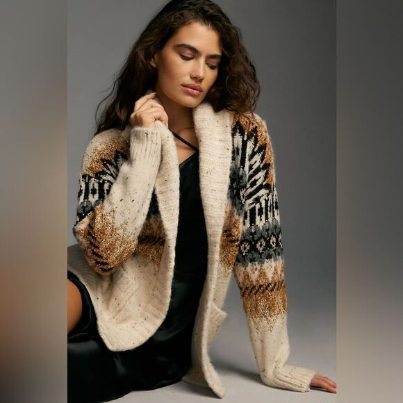 NWT Anthropologie Patterned Cardigan Sweater - Picture 1 of 5